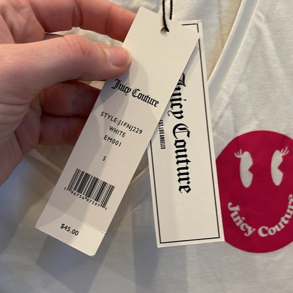 NWT Juicy Couture Smiley V-neck T-Shirt Size Small - Picture 5 of 7